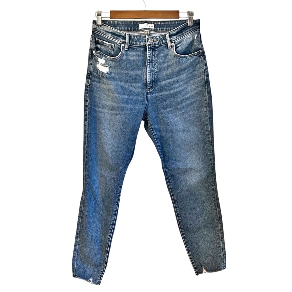 LOFT Curvy High Waist Skinny Ankle Women’s SZ 29‎ in Medium Distressed Wash